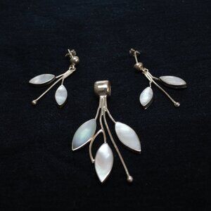 Earrings and pendant set / Handcrafted / High Purity 950 Silver